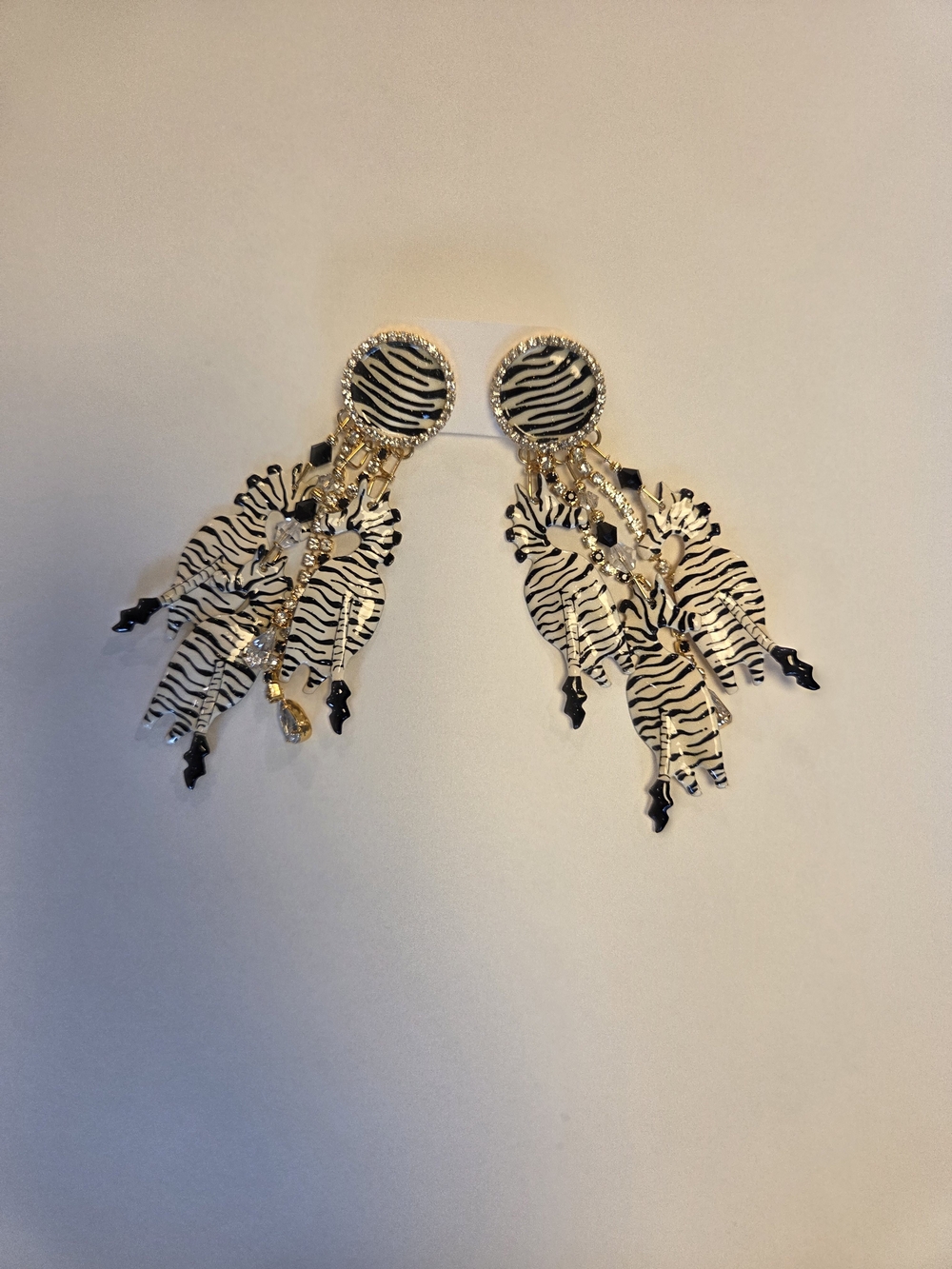 Zebra Dangle Statement Earrings